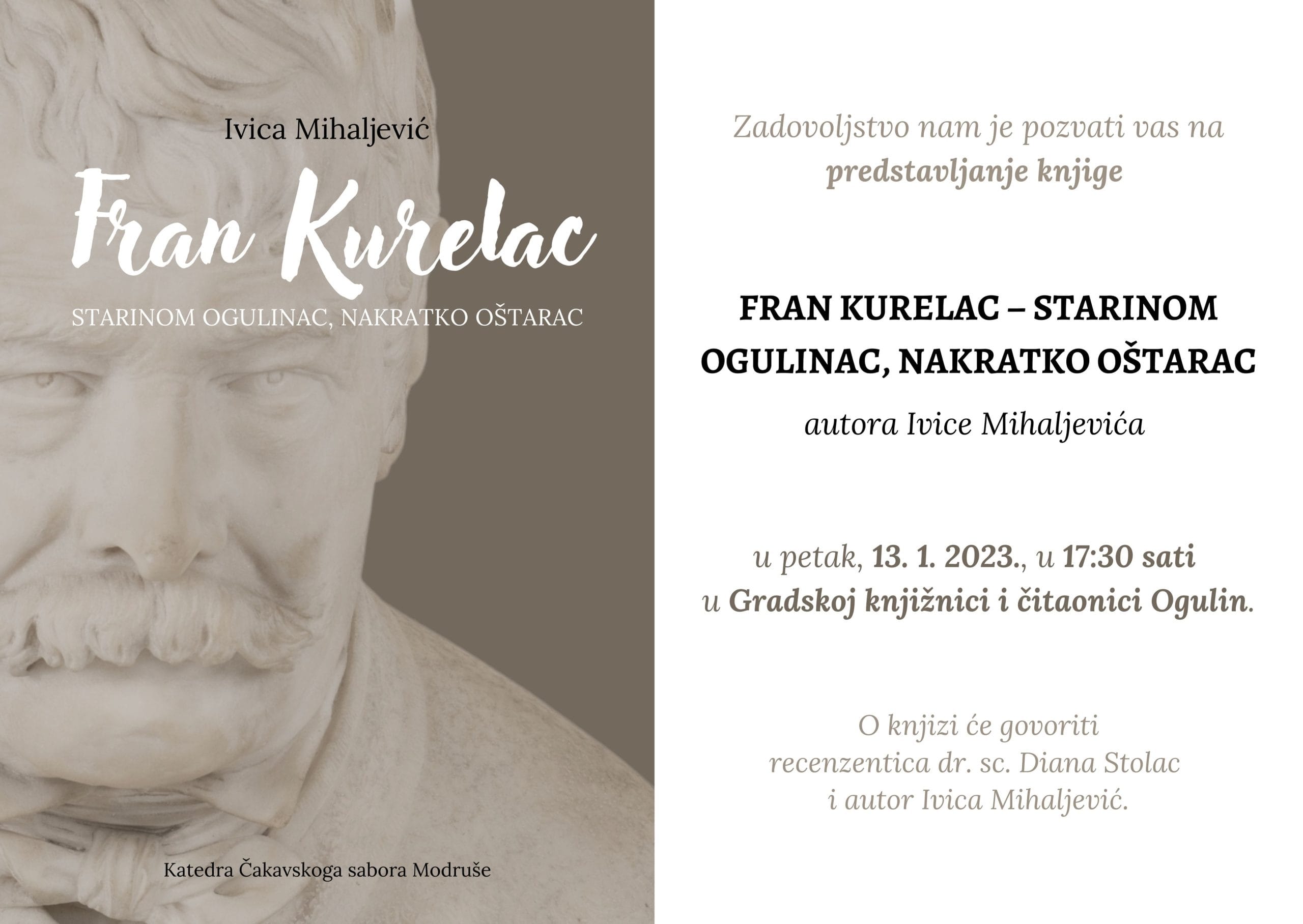 Predstavljanje knjige “Fran Kurelac – starinom Ogulinac, nakratko Oštarac”
