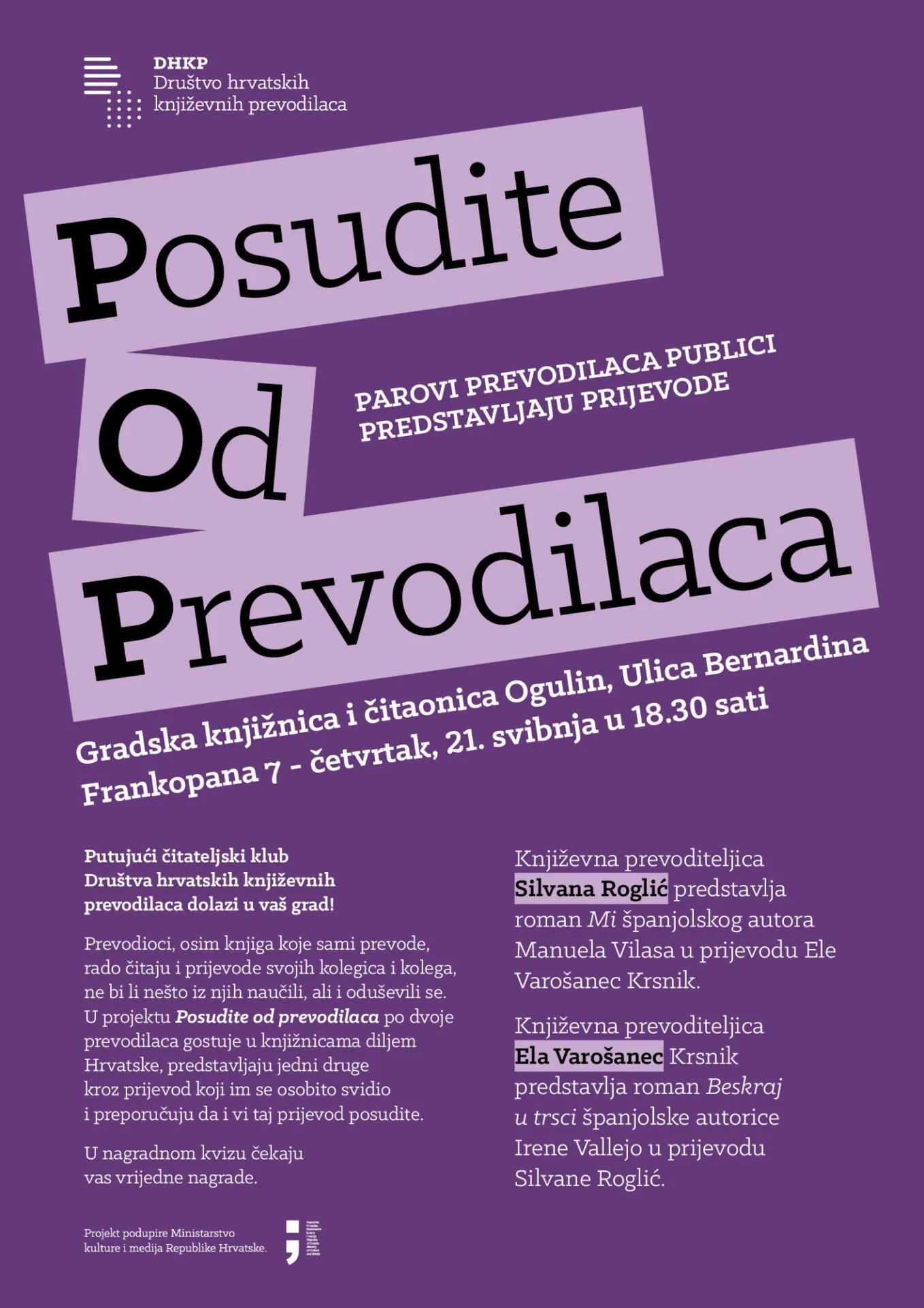 Posudite od prevodilaca – projekt Putujućeg čitateljskog kluba Društva hrvatskih književnih prevodilaca