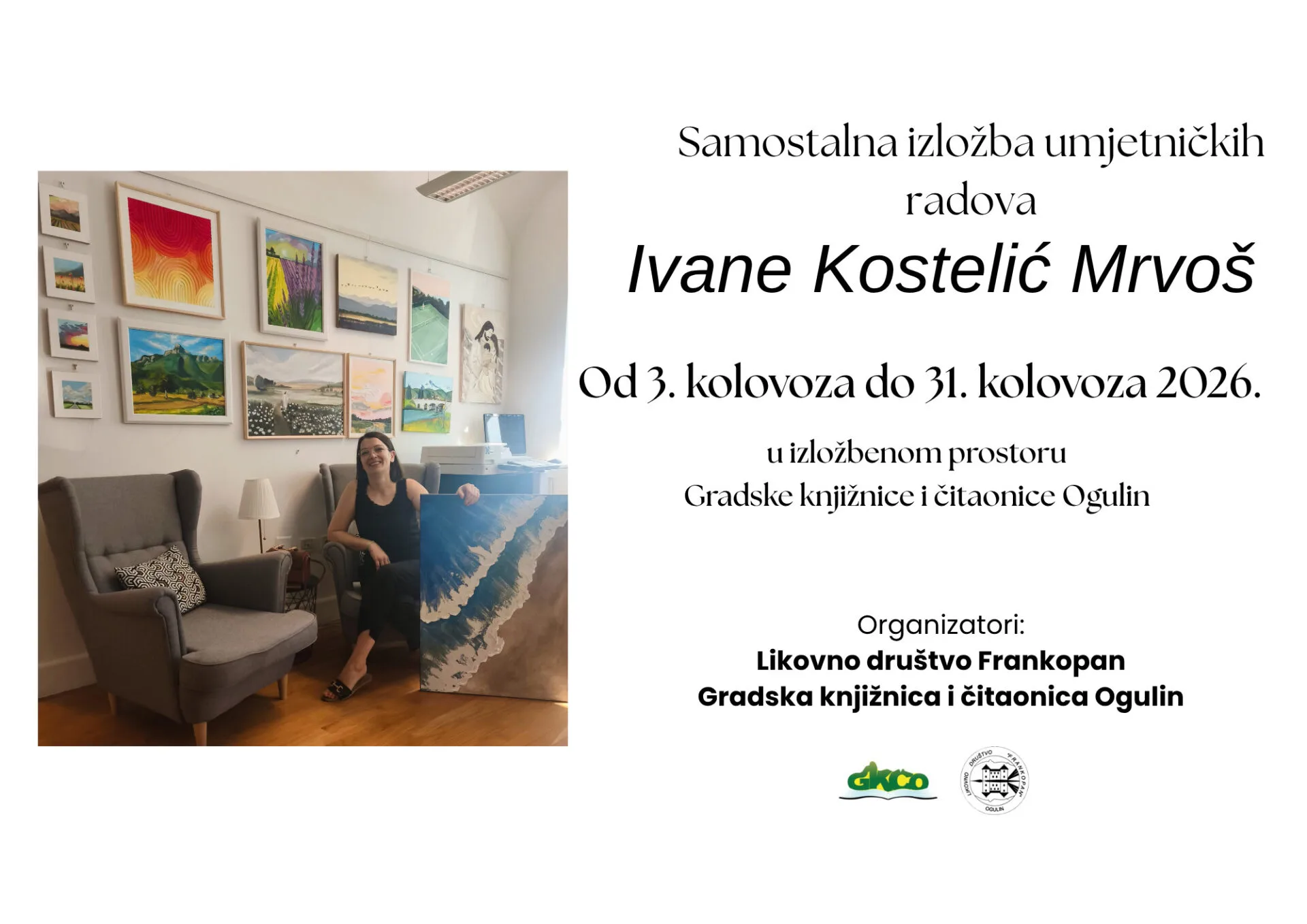 Samostalna izložba umjetničkih radova Ivane Kostelić Mrvoš